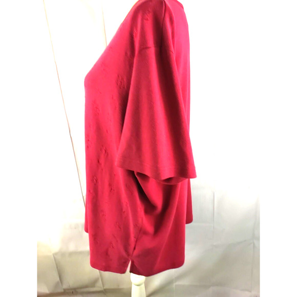 Bobby Brooks Women's T Shirt Red Short Sleeve Size 18/20 38/ 40 Textured - Picture 4 of 9